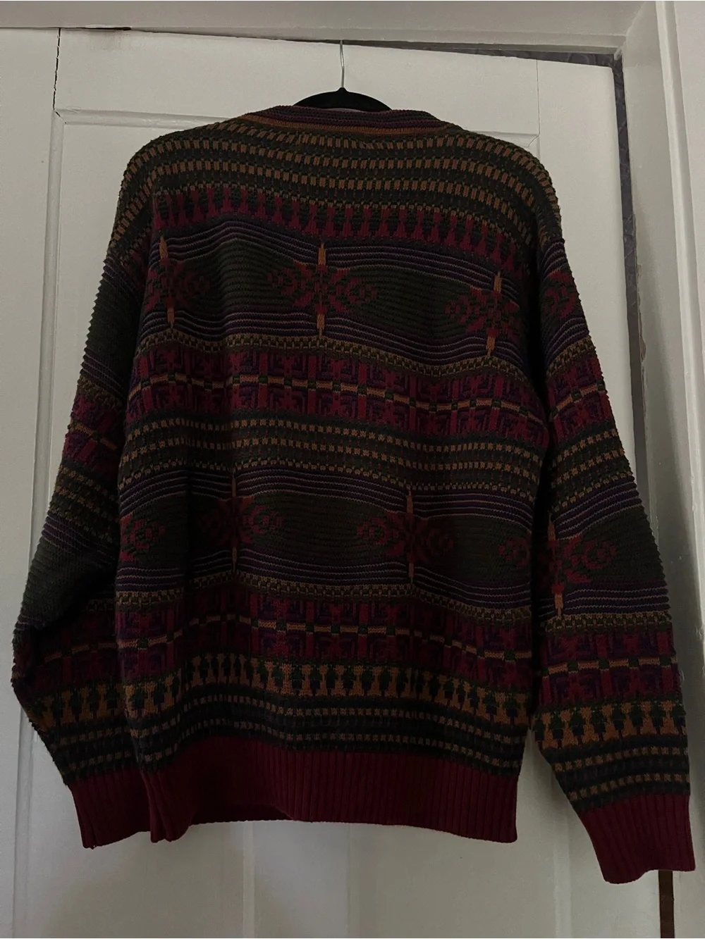 Vintage Crossings Mens Medium Cotton Geometric Fair Isle Sweater Made in USA